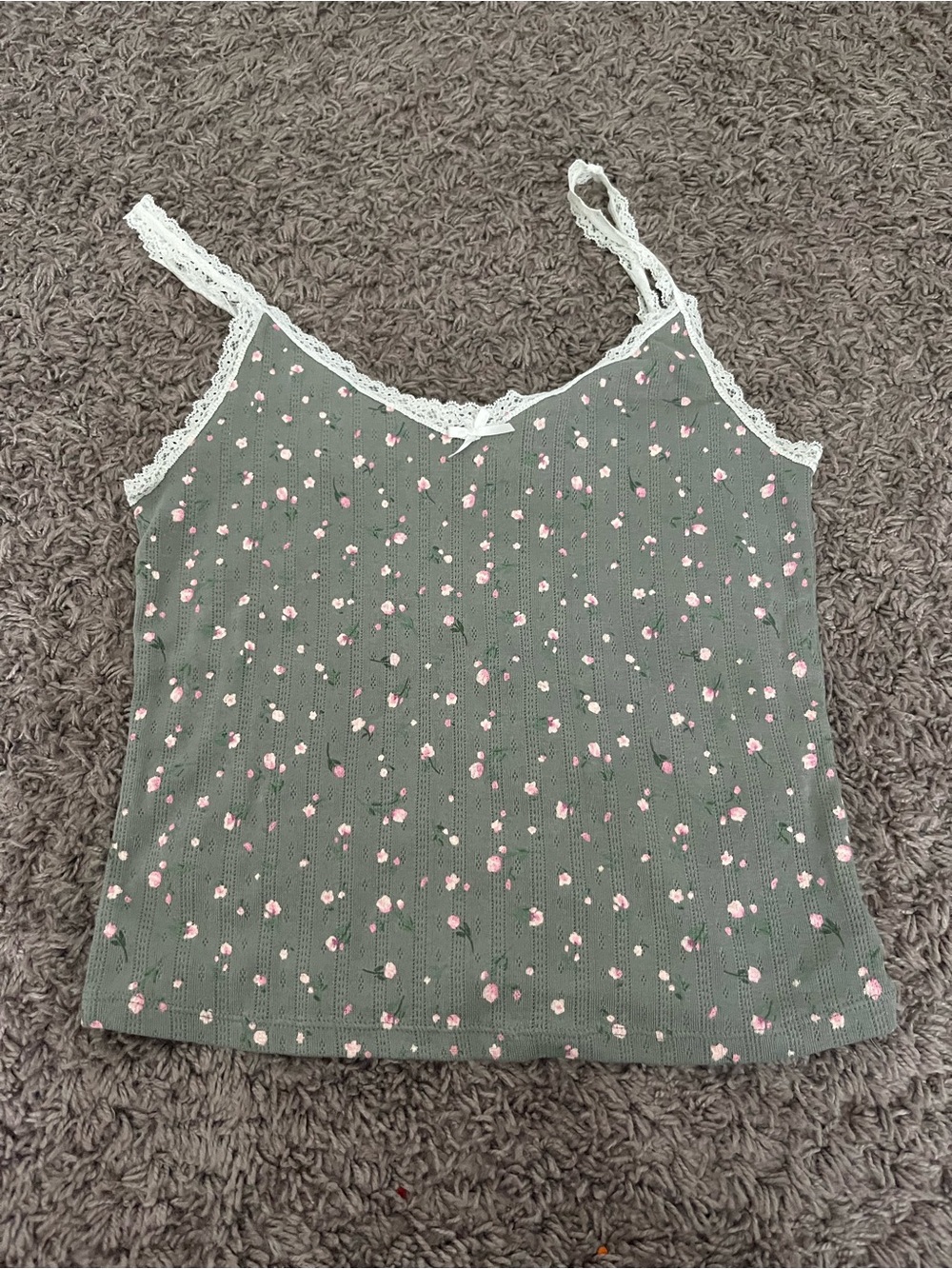 H&M Lace-Trim Floral Cami Tank Top
